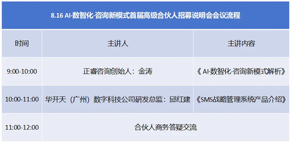 AI·數(shù)智化·咨詢新模式首屆高級合伙人招募說明會震撼來襲！